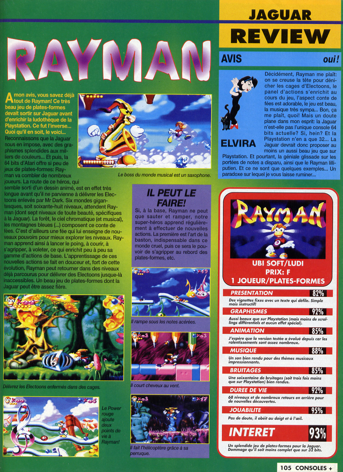 Rayman atari jaguar info,imagenes y videos Consoles%20+%20046%20-%20Page%20105%20(1995-09)