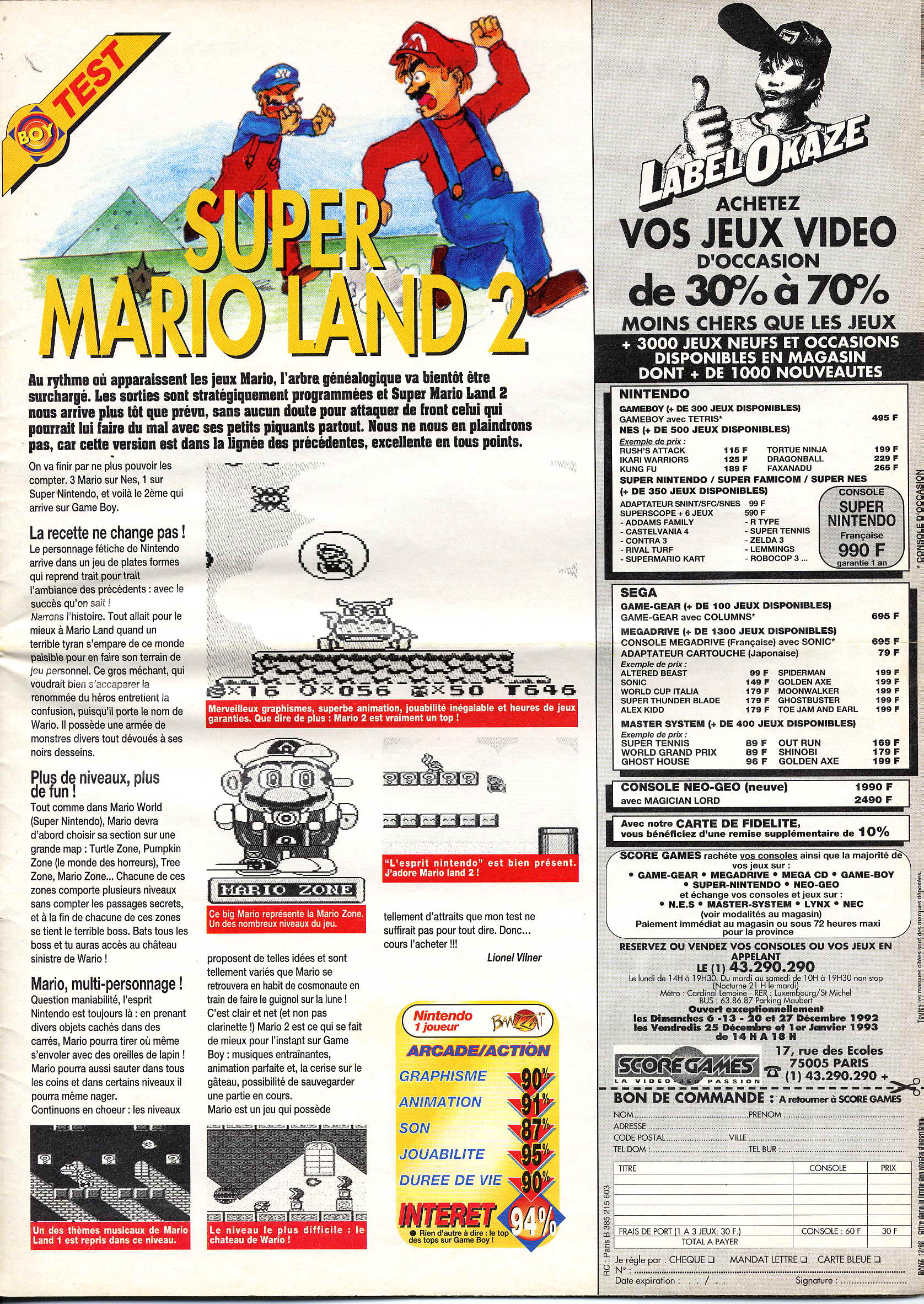 [TEST] Super Mario Land 2: 6 Golden Coins (GB) Banzza%C3%AF%20-%20n%C2%B006%20-%20janvier%201993%20-%20page027