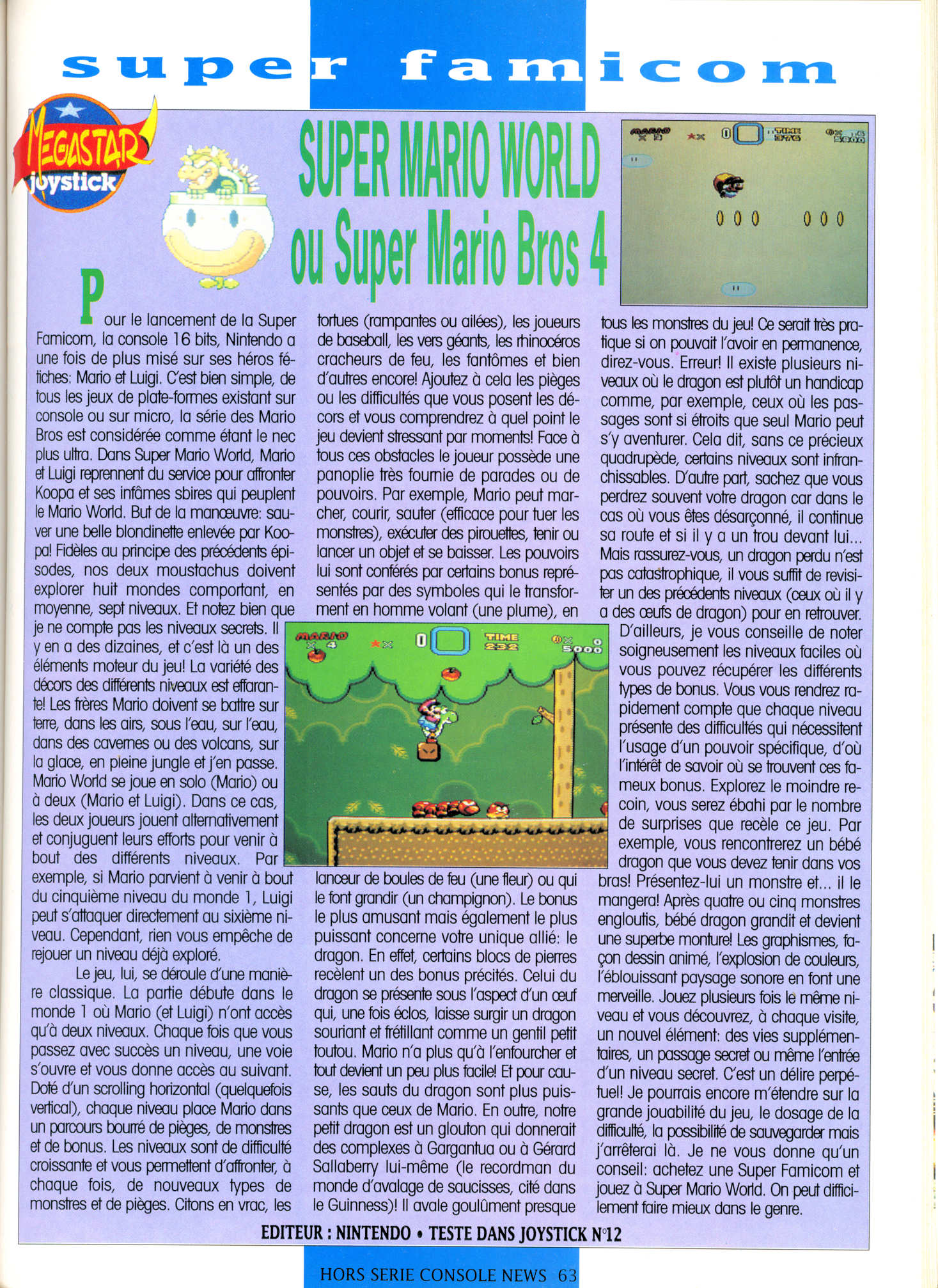 [TEST] Super Mario World (Super Famicom) Joystick%20HS%20n%C2%B03%20-%20Juillet%20Ao%C3%BBt%201991%20-%20Page%20063